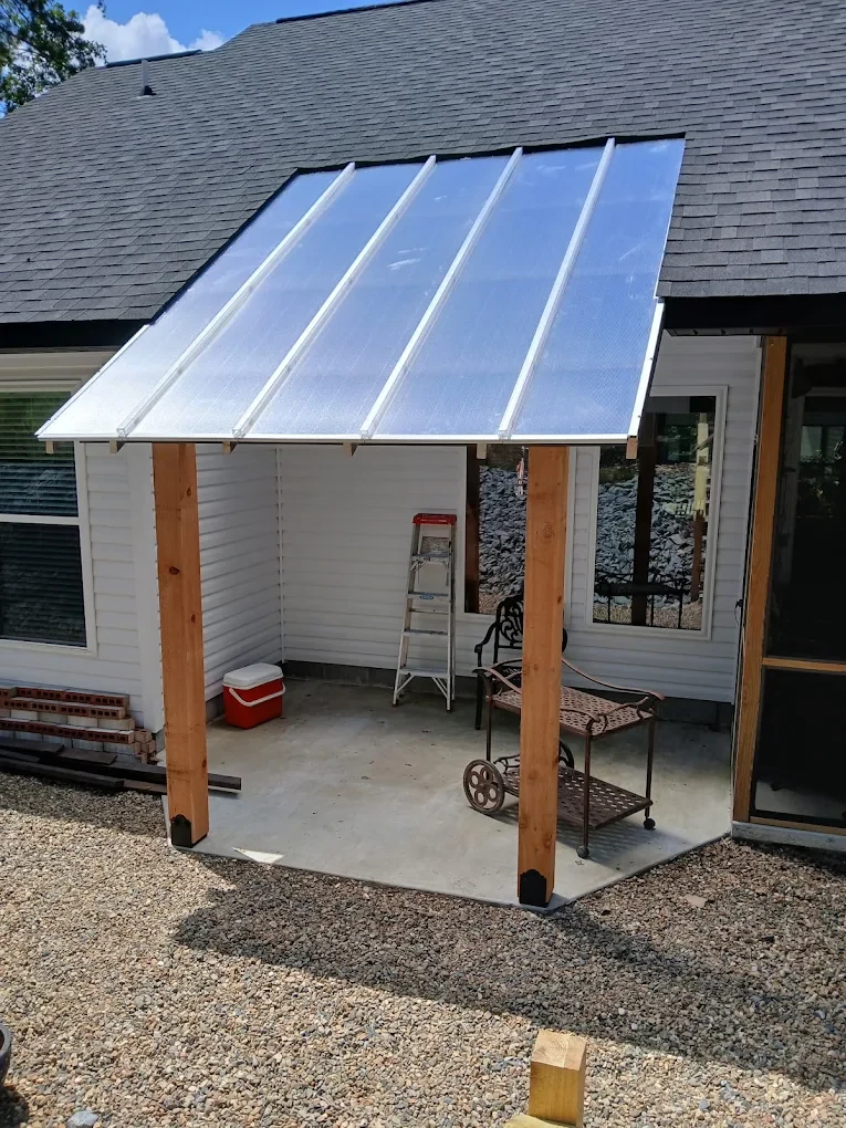 Metal-roof entry awning