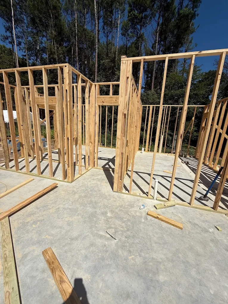 Wall framing during construction